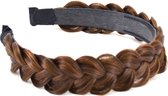 Vlecht Haarband - Lichtbruin | 13 x 4 cm | Nylon / Polyester | Gevlochten Diadeem