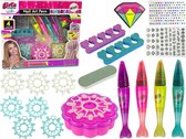 Beauty nail art pen nagellak pennen set met plaknagels, steentjes en accessoires - Beauty nail art salon - Speelgoed voor jongens en meisjes