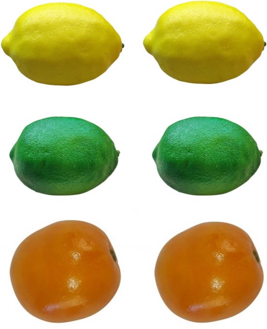 Namaak Citrus set - Sinaasappel/citroen/limoen - 6 stuks