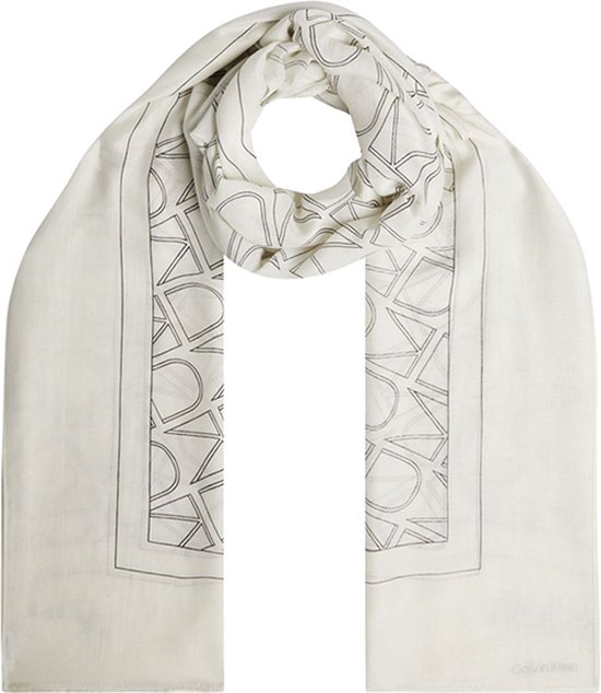 Calvin Klein - Écharpe saisonnière à imprimé rtw blanc / noir - 70x180 - femme