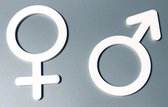 Genderneutraal Toilet Dames Heren pictogram - wc bordje - 15 cm - wit acrylaat.