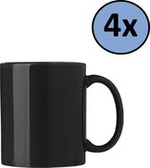 Mok - Koffiemok - Beker - 4 x Zwart - Keramiek - 300 ml
