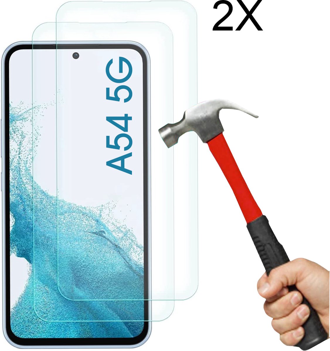 Screenprotector geschikt voor Samsung Galaxy A54 5G Screenprotector 2X - Tempered Glass - Anti Shock screen protector - 2PACK voordeelpack - EPICMOBILE
