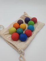 Houten regenboog ballen - 12 stuks - Regenboogkleuren - Open einde speelgoed - Educatief montessori speelgoed - Grapat en Grimmsstyle