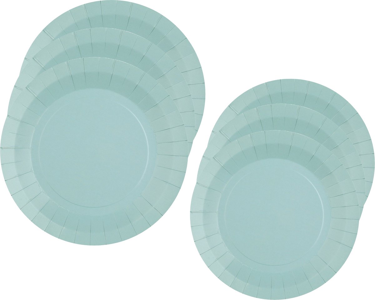 Santex Feest/verjaardag borden set - 20x stuks - lichtblauw - 17 cm en 22 cm