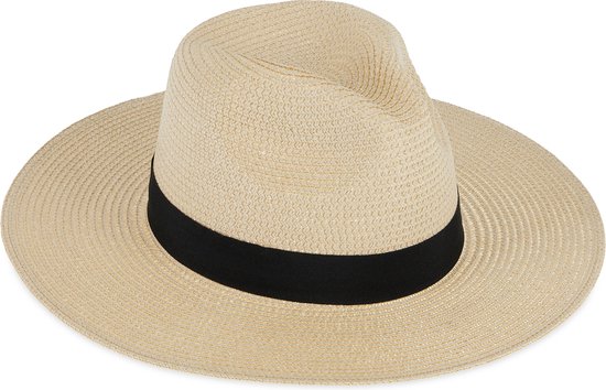 Chapeau Panama Relaxdays - chapeau dent beige - chapeau de soleil femme - chapeau d'été homme - chapeau de plage