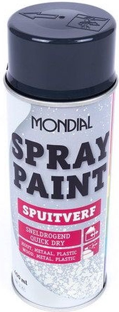 Mondial Spuitlak Spuitverf - Sneldrogend - Hout Metaal Plastic - Antraciet - RAL 7016 - Hoogglans