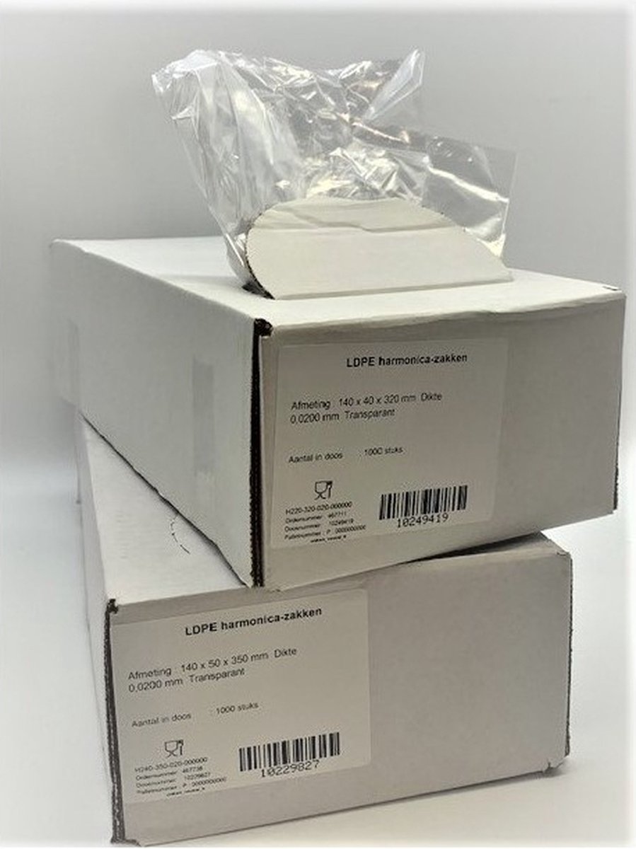 Goedkoopste Plastic zakken -LDPE - harmonica-transparant