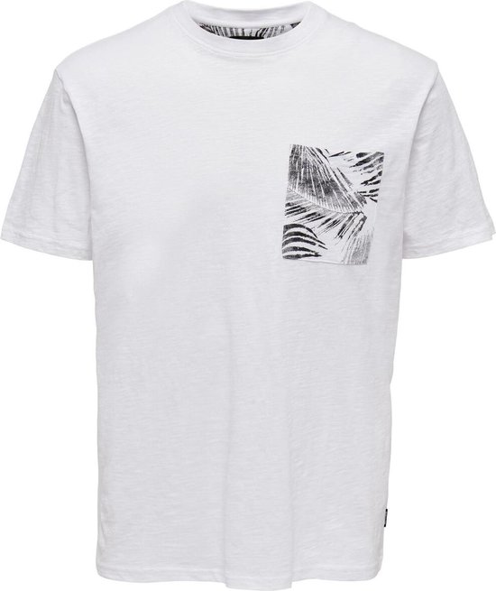 Only & Sons T-shirt Onsperry Life Reg Leaf Ss Pockettee 22025286 Bright White Mannen Maat - M