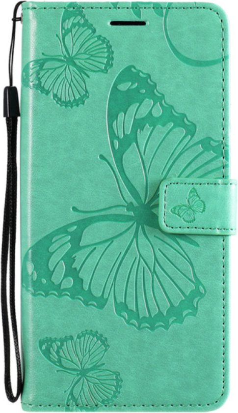 ADEL Simili Cuir Livre Cas Cartes Portefeuille Cas Convient pour Xiaomi Redmi Note 11s/ 11 - Papillon Vert