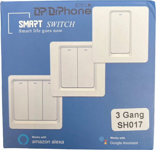 DrPhone SWS1 - Smart Wifi Switch - Light Switches 3 Gang - Convient pour IOS et Android - Wit