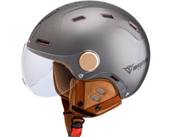 DEMM Speed Pedelec Helm - XL - Jethelm met Vizier - Fietshelm Volwassenen - Geschikt voor Elektrische Fiets, Racefiets en Mountainbike - Titanium