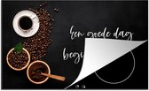KitchenYeah® Inductie beschermer 83x51.5 cm - Kookplaat - Inductie beschermer- Een goede dag begint met koffie - Koffie - Koffiekopjes - Kookplaataccessoires - Afdekplaat voor kookplaat - Inductiebeschermer - Inductiemat - Inductieplaat mat