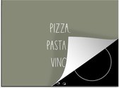 KitchenYeah® Inductie beschermer 75x52 cm - Spreuken - Pizza pasta & vino - Quotes - Drinken - Eten - Kookplaataccessoires - Afdekplaat voor kookplaat - Inductiebeschermer - Inductiemat - Inductieplaat mat