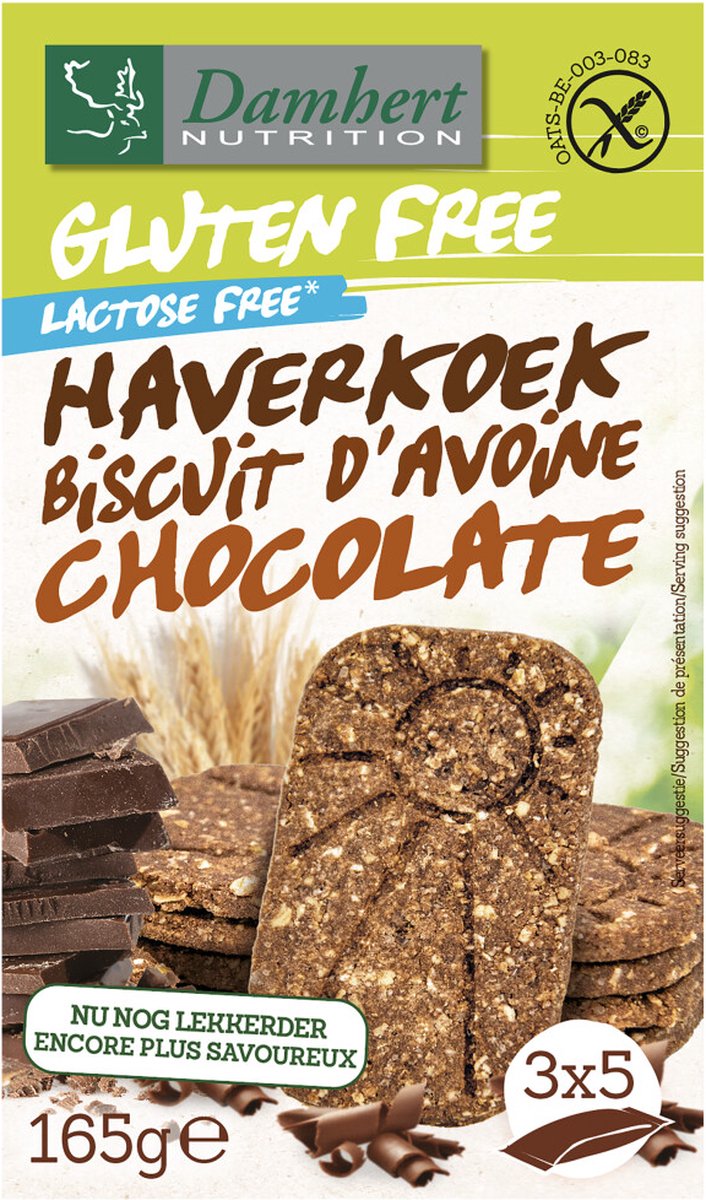 Damhert Haverkoekjes Chocolade Glutenvrij - 8 x 165 gr - Voordeelverpakking