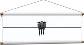 WallClassics - Textielposter - Trio Vogels op Zwarte Lijn - 90x30 cm Foto op Textiel