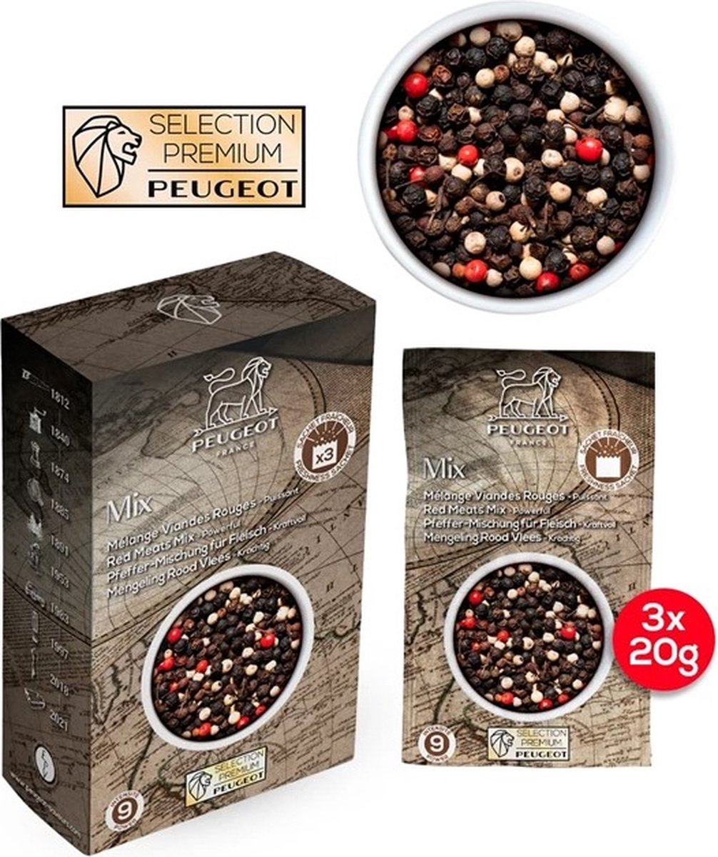 Peugeot Kruidenmelange Rood Vlees Zakjes - 3x20 G