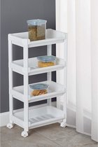 Bol.com Organizers - keukentrolley - keukenrek - opbergrek - voorraadrek - badkamerrek op wielen - Wit - 4 Laags aanbieding
