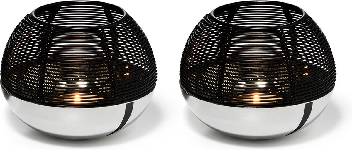 Philippi Set Luna theelichthouders S - Waxinelichthouders - Zwart - Modern