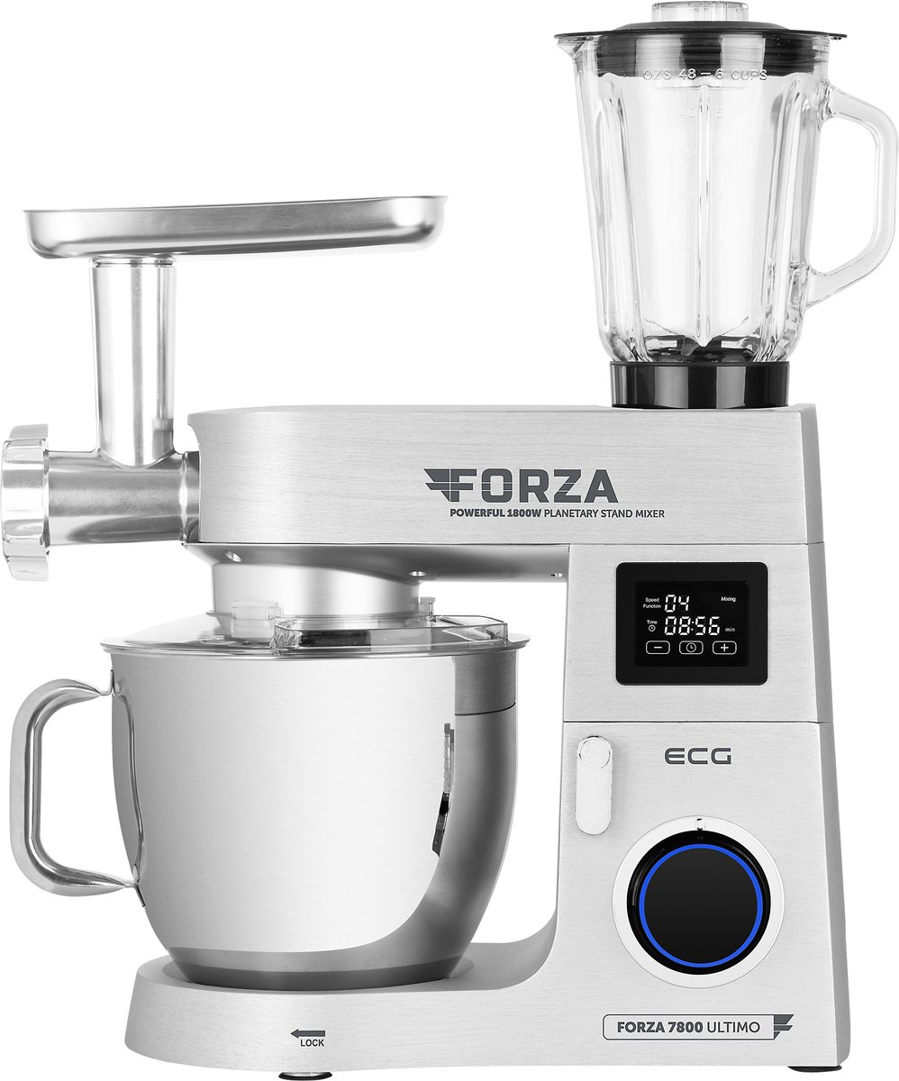 ECG FORZA 7800 Ultimo Argento - Keukenmachine - 8 liter - 1800 W - Zilver