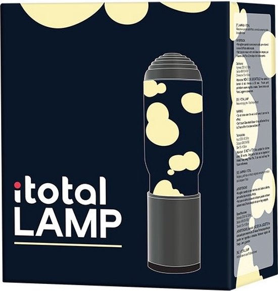 i-total - Lampe à Lava ADA - transparent avec lave blanche - socle gris  foncé | bol
