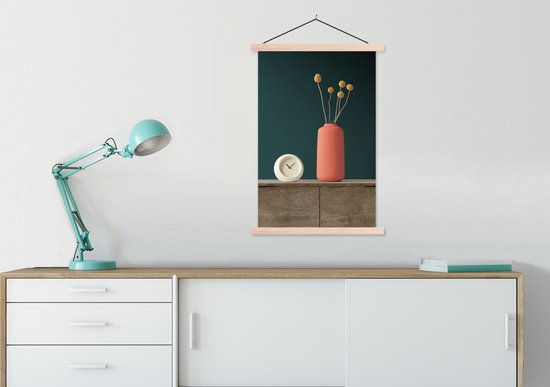 Porte-affiche avec affiche - Affiche scolaire - Wekker - Fleurs - Nature morte - 60x90 cm - Lattes vierges