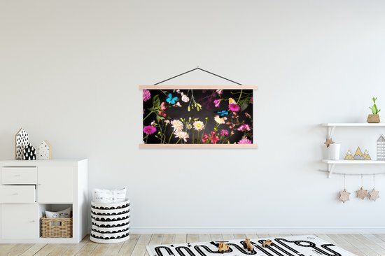 Porte-affiche avec affiche - Affiche scolaire - Nature morte - Couleurs - Fleurs - 120x60 cm - Lattes vierges