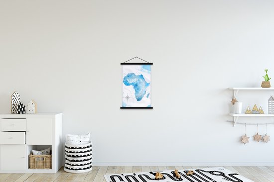 Posterhanger incl. Poster 40x60 cm - Schoolplaat - Kaarten - Afrika - Waterverf - Textielposter - Zwarte latten