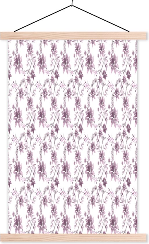 Porte-affiche avec affiche - Affiche scolaire - Fleurs - Violet - Motif - 60x90 cm - Lattes vierges