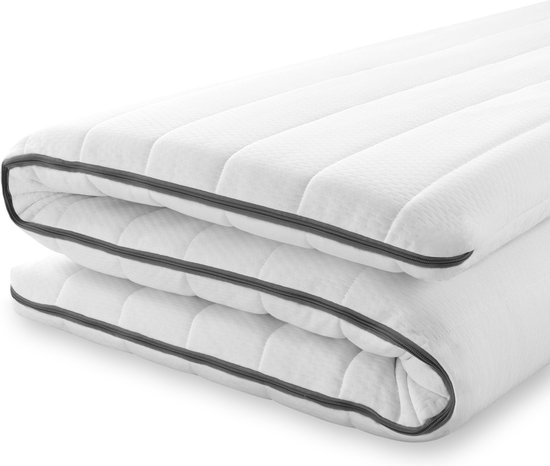 Topper matras 180x200 cm - koudschuim - comfort plus tijk - topdekmatras - 5 cm hoog - Gemiddeld