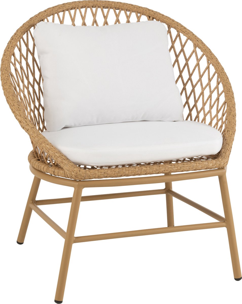 J-Line Zetel+Kussens 1P Zayo Metaal/Riet Beige
