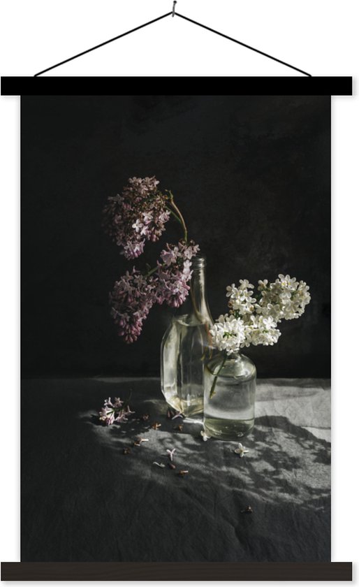 Porte-affiche avec affiche - Affiche scolaire - Lilas - Vase - Nature morte - 60x90 cm - Lattes noires