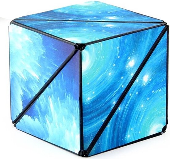 Thumbnail van een extra afbeelding van het spel Magnetische Kubus | Magische Kubus | 3D | Shashibo | Fidget toys | Stress kubus | Van vorm veranderen | 70 vormen maken | Blauw