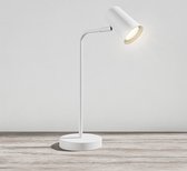 HOFTRONIC - Riga LED Tafellamp Wit - GU10 - Kantelbaar en Draaibaar - Modern - Nachtkastlamp Bureaulamp - 1,75 meter snoer Incl. Snoerdimmer (dimbaar) - 4000K Neutraal wit licht (H: 421mm)
