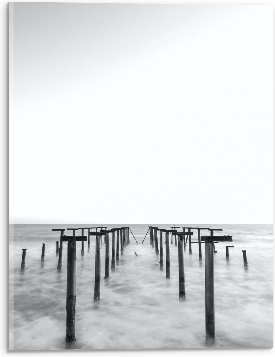 Acrylglas - Rij Palen in de Zee - 30x40 cm Foto op Acrylglas (Met Ophangsysteem)