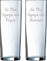 Longdrinkglas gegraveerd - 31cl - Le Plus Sympa des Papas & La Plus Sympa des Mamans