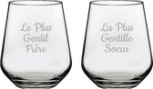 Drinkglas gegraveerd - 42,5cl - Le Plus Gentil Frère & La Plus Gentille Soeur
