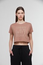 WB Comfy Dames Crop T Shirt Bruin - L