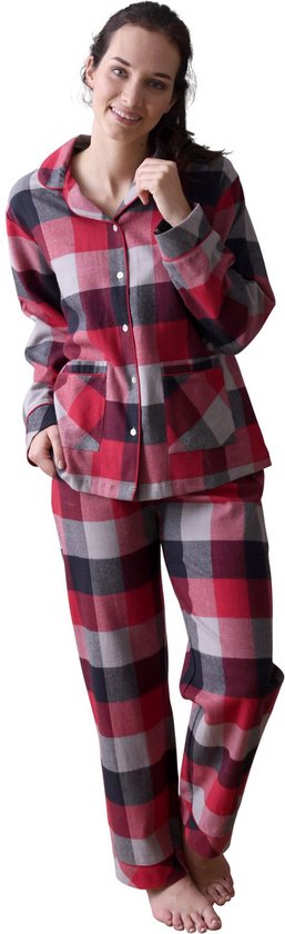 Normann Dames pyjama Flanel Rood Geruit - XL