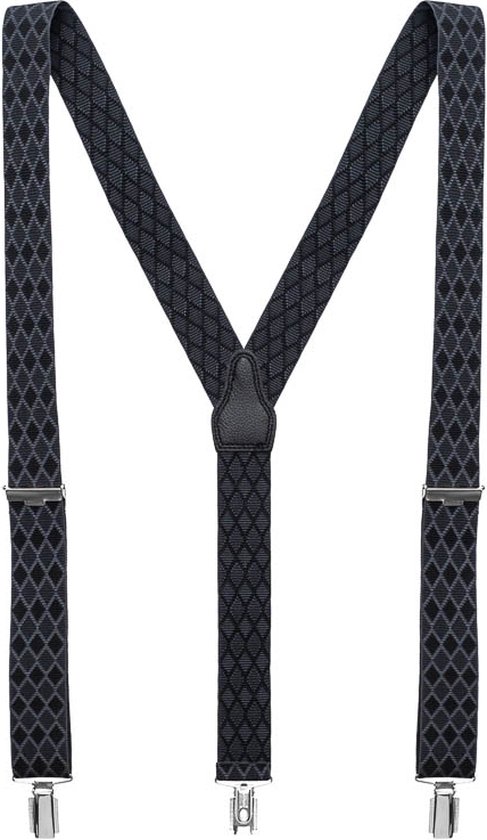 Daspartout zwarte bretels met grijs patroon