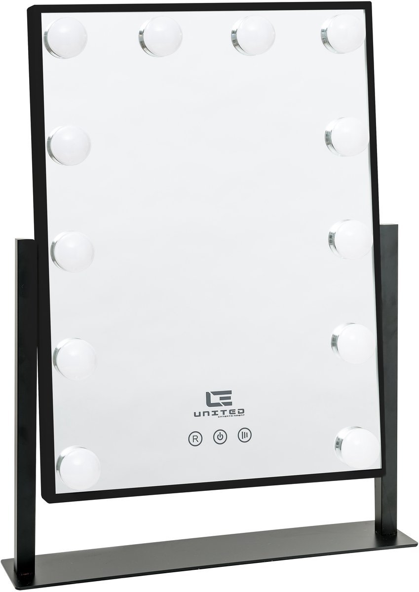 United Entertainment ® - Hollywood Spiegel Met 12 LEDs - 36x47,5 cm - Zwart