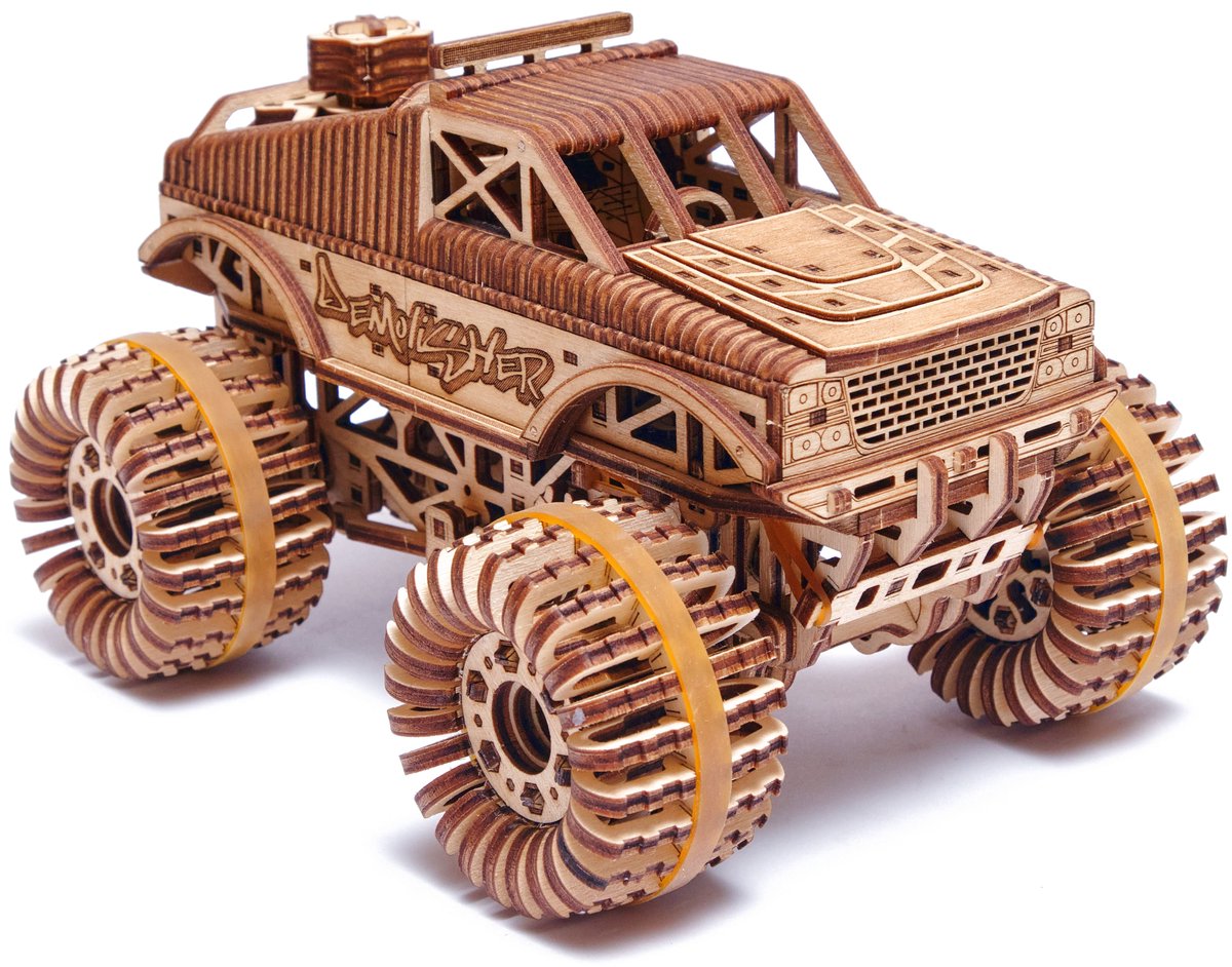 Wood Trick – Modelbouw 3D houten puzzel – Monster truck (WDTK015) – 556 stuks - Geen lijm noch verf nodig!
