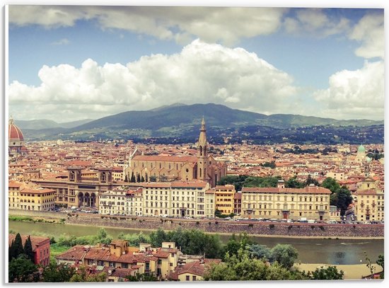 WallClassics - PVC Schuimplaat - Uitzicht over Florence - Italië - 40x30 cm Foto op PVC Schuimplaat (Met Ophangsysteem)