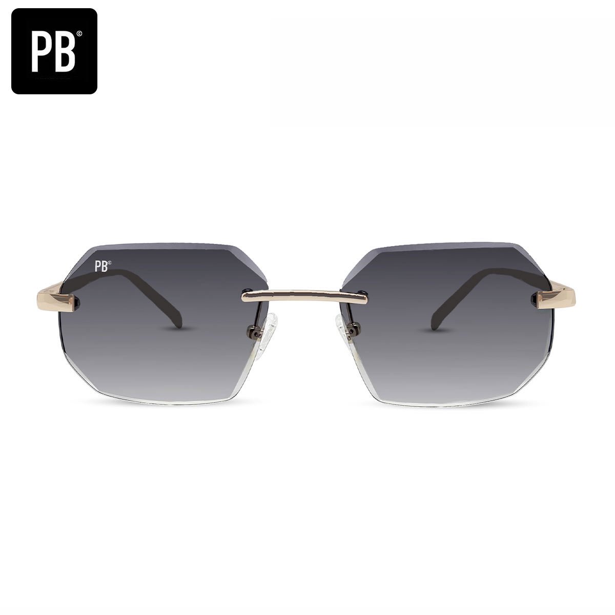PB Sunglasses - Sierra Gradient Grey. - Zonnebril heren en dames - Premium Diamond Cut - Randloze stijl - Stainless Steel