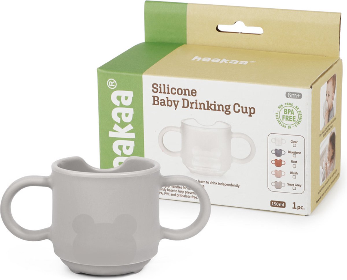 Haakaa Siliconen Baby drink beker vanaf 6 maanden+ kleur Grijs