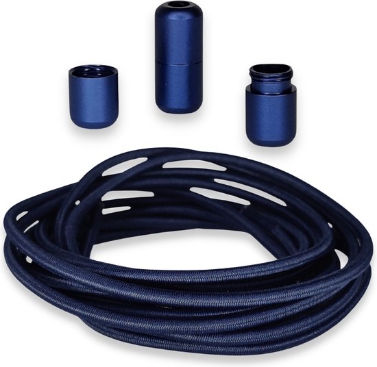 Agletless® Elastische veters zonder strikken - Rond Dun - Marineblauw