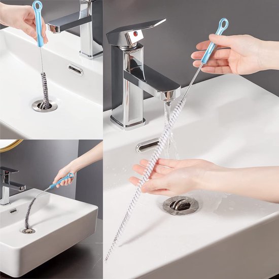 90 cm afvoerontstopper (1 exemplaar), 63,5 cm ontstoppingsveer voor haar (6 stuks) en reinigingsborstel (2 stuks), haarvanger, ontstopper, gereedschap voor toilet, gootsteen, bad, afvoer, 9-delig