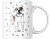 Dog Lover Mok met afbeelding: american bulldog met hondenpootjes | Honden Liefhebber | Honden Spreuk | Cadeau | Grappige mok | Koffiemok | Koffiebeker | Theemok | Theebeker