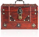 Brynnberg® Piratenschatkist "Dominique 24x20x15cm" - Opbergdoos - Vintage Decoratie - Handgemaakt - Afsluitbaar met Hangslot en Sleutel