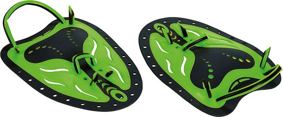 Aquafeel Zwempaddles Groen / Zwart met verstelbare band - Maat S - Aquafeel